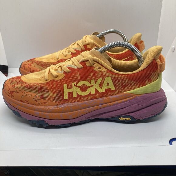 Hoka One One Speedgoat 6 Womens 9B Shoes Trail Orange Running Walking Gym - Picture 2 of 10
